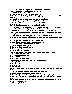 Đề cương ôn tập môn Lịch sử 11 - Năm học 2016-2017